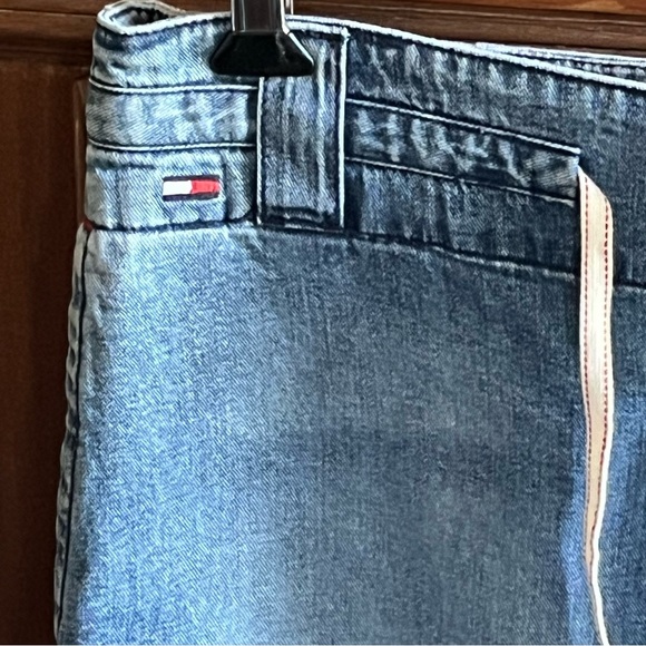 Y2K Vintage Tommy Hilfiger Flag Logo Denim Mini Skirt Size 3 EUC - Picture 2 of 13